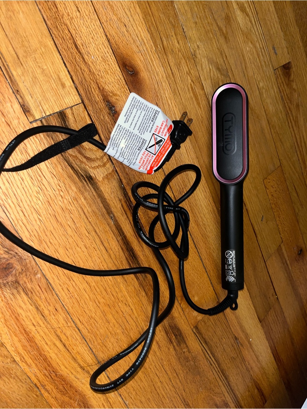 Pink and Black Hair Straightener Brush - Tymo